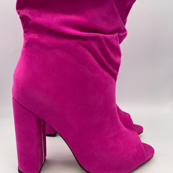 Hot pink peep toe booties Clearance